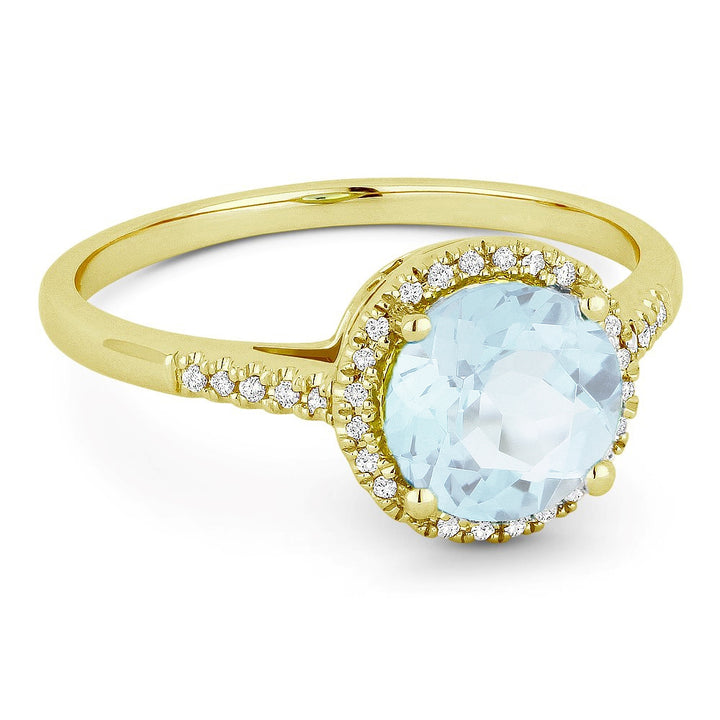 Madison L 14K Yellow Gold Aquamarine Round Ring - style R1065AQY
