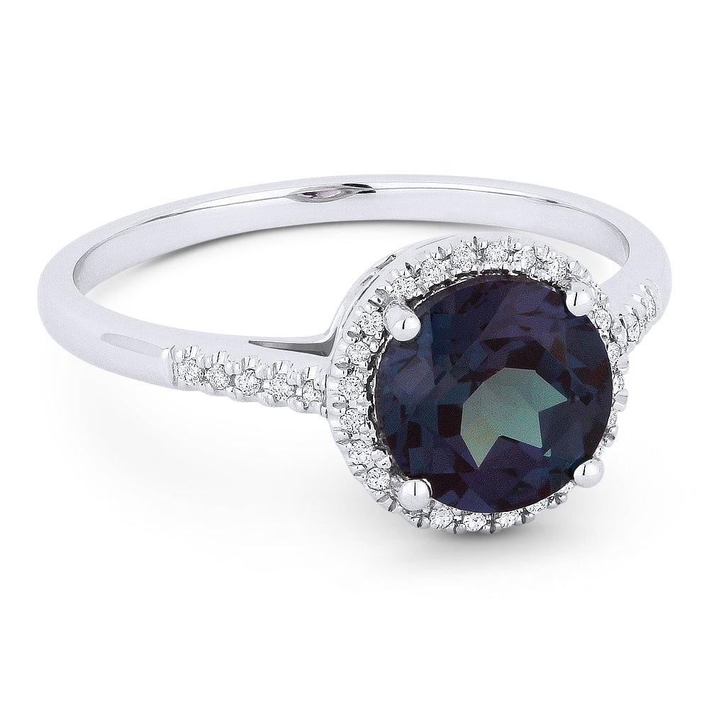 Madison L 14K White Gold Created Alexandrite Round Ring - style R1065AXW