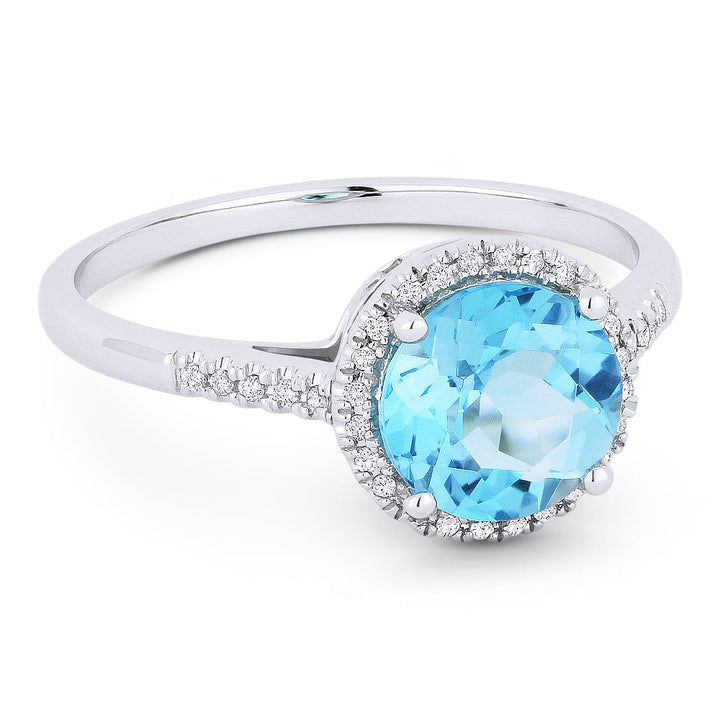 Madison L 14K White Gold Blue Topaz Round Ring - style R1065BTW