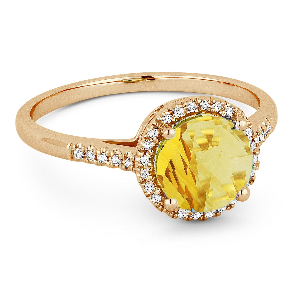 Madison L 14K Rose Gold Citrine Round Ring - style R1065CTP