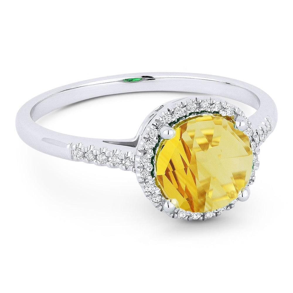 Madison L 14K White Gold Citrine Round Ring - style R1065CTW