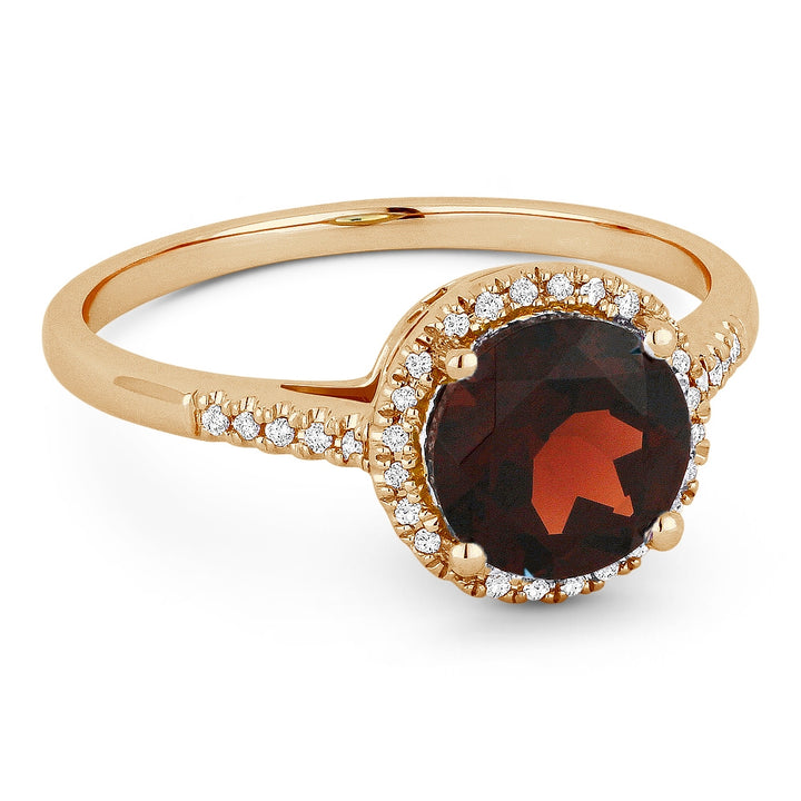 Madison L 14K Rose Gold Garnet Round Ring - style R1065GAP