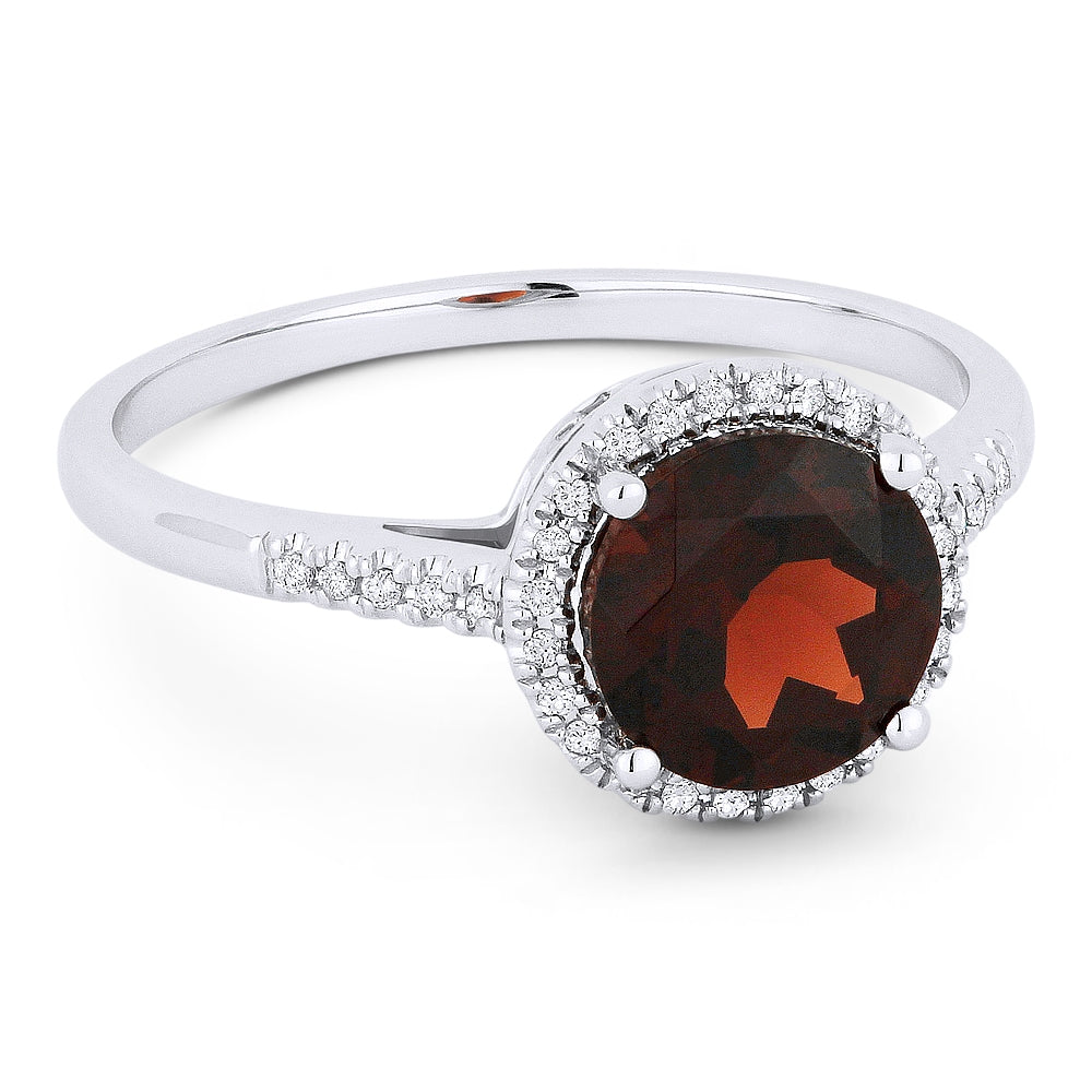 Madison L 14K White Gold Garnet Round Ring - style R1065GAW