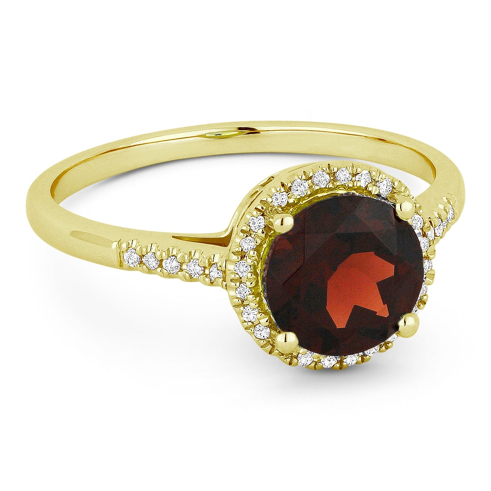 Madison L 14K Yellow Gold Garnet Round Ring - style R1065GAY