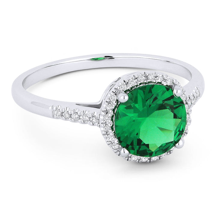Madison L 14K White Gold Created Emerald Round Ring - style R1065GCW