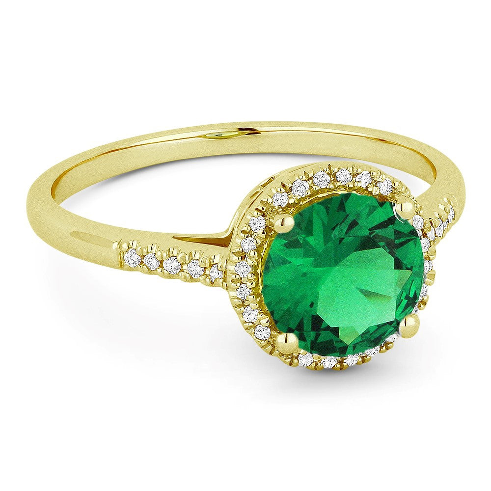Madison L 14K Yellow Gold Created Emerald Round Ring - style R1065GCY