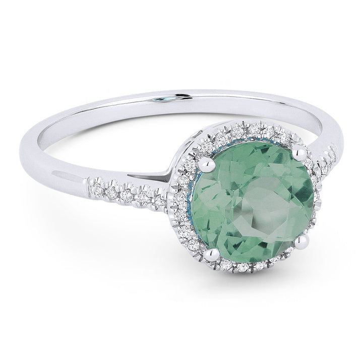 Madison L 14K White Gold Created Green Spinel Round Ring - style R1065GSW