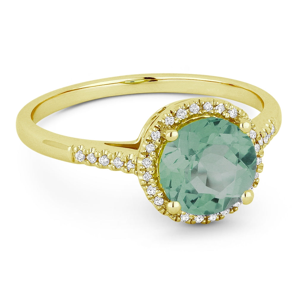 Madison L 14K Yellow Gold Created Green Spinel Round Ring - style R1065GSY
