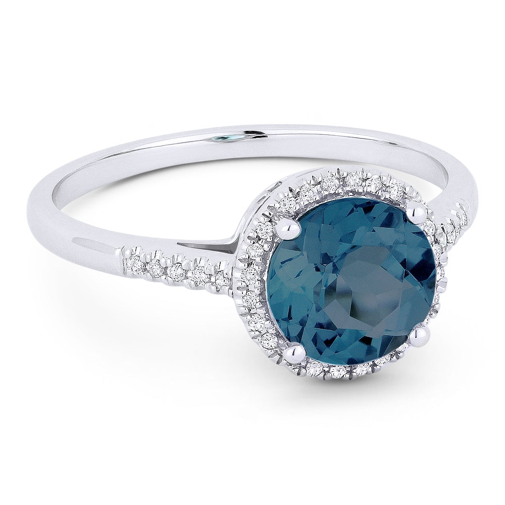 Madison L 14K White Gold London Blue Topaz Round Ring - style R1065LBTW