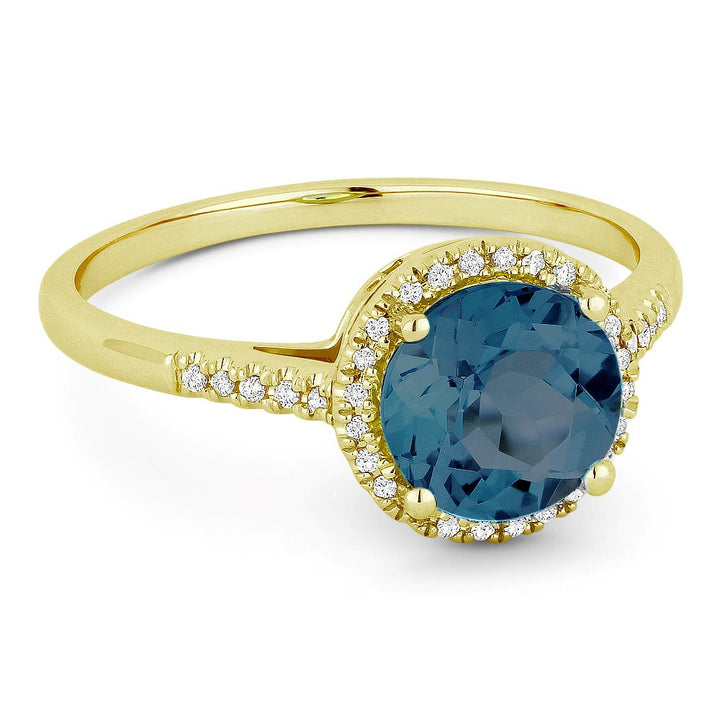 Madison L 14K Yellow Gold London Blue Topaz Round Ring - style R1065LBTY