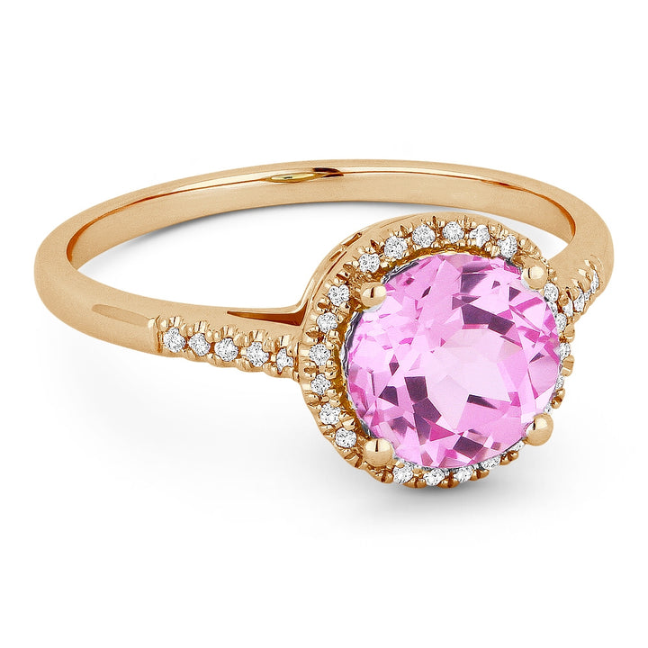 Madison L 14K Rose Gold Created Pink Sapphire Round Ring - style R1065PCP