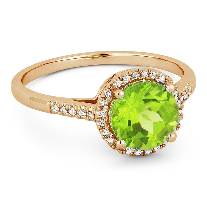 Madison L 14K Rose Gold Peridot Round Ring - style R1065PRP