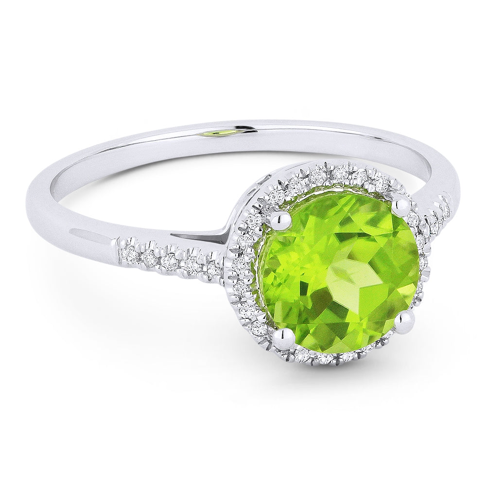 Madison L 14K White Gold Peridot Round Ring - style R1065PRW
