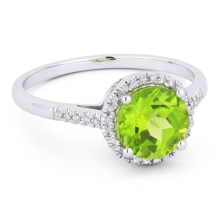 Madison L 14K White Gold Peridot Round Ring - style R1065PRW