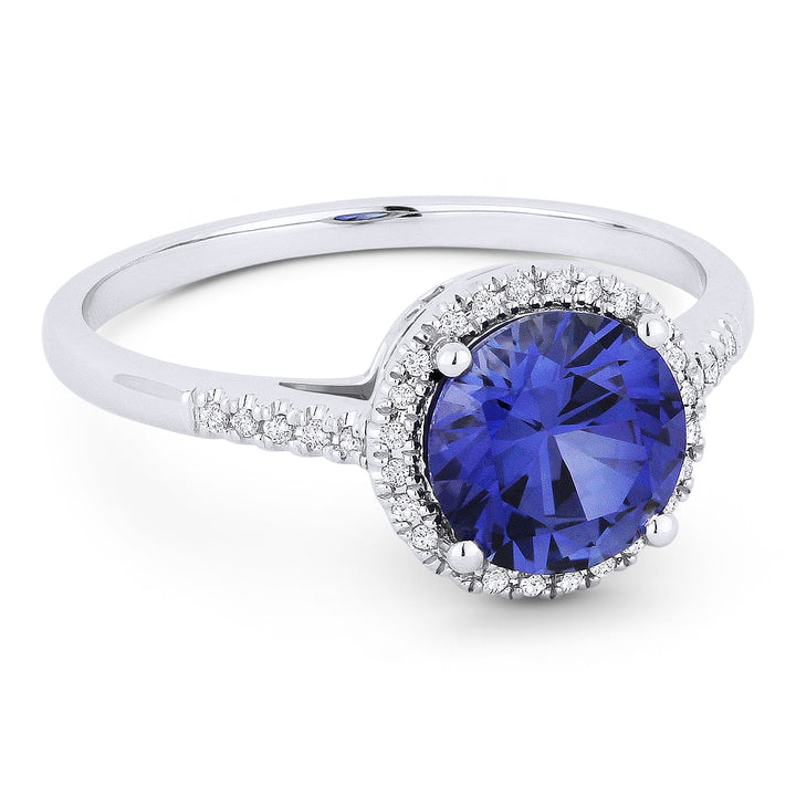 Madison L 14K White Gold Sapphire Round Ring - style R1065SAW
