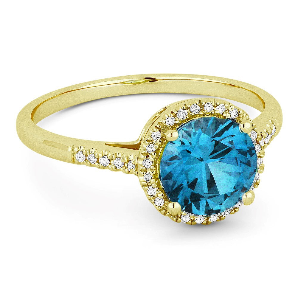 Madison L 14K Yellow Gold Swiss Blue Topaz Round Ring - style R1065SWBTY