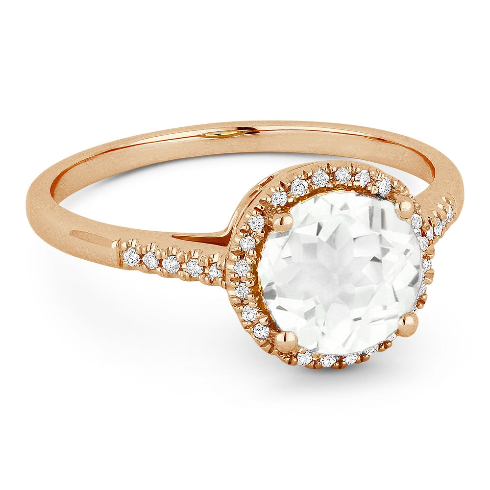 Madison L 14K Rose Gold White Topaz Round Ring - style R1065WTP