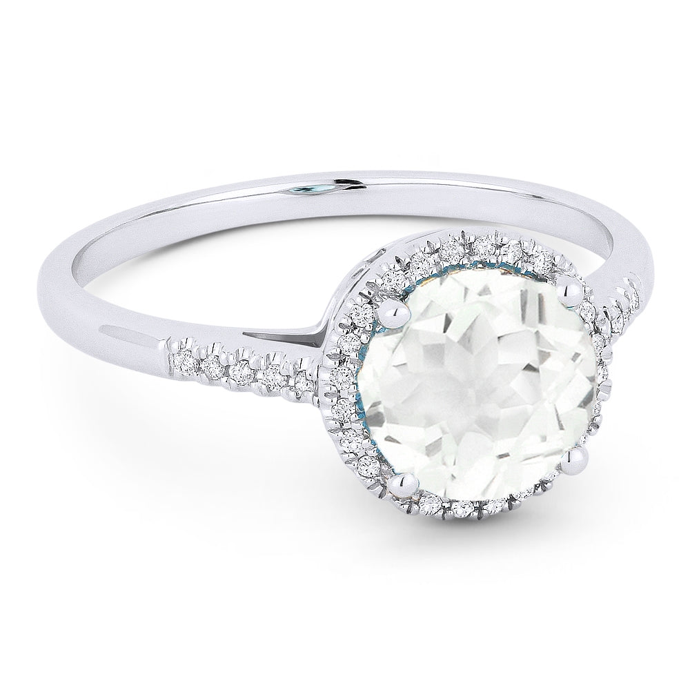 Madison L 14K White Gold White Topaz Round Ring - style R1065WTW
