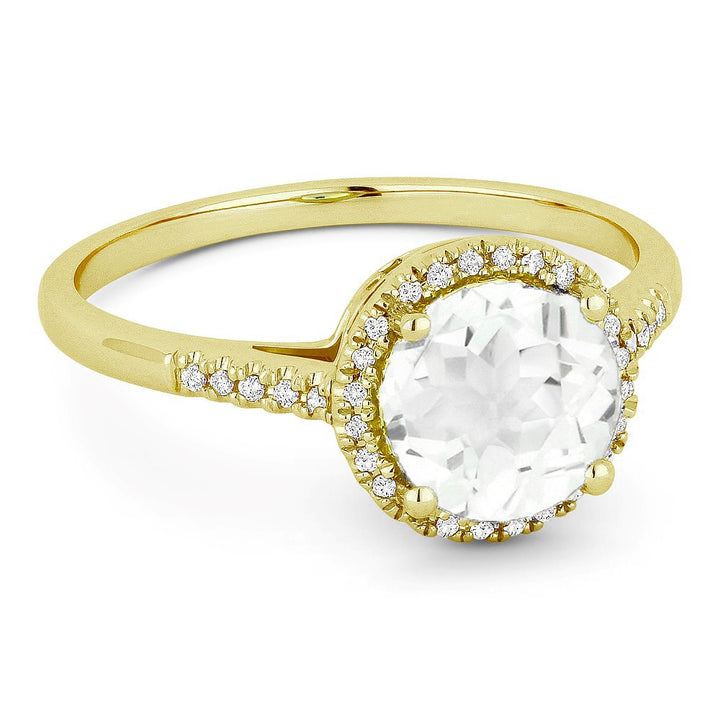 Madison L 14K Yellow Gold White Topaz Round Ring - style R1065WTY