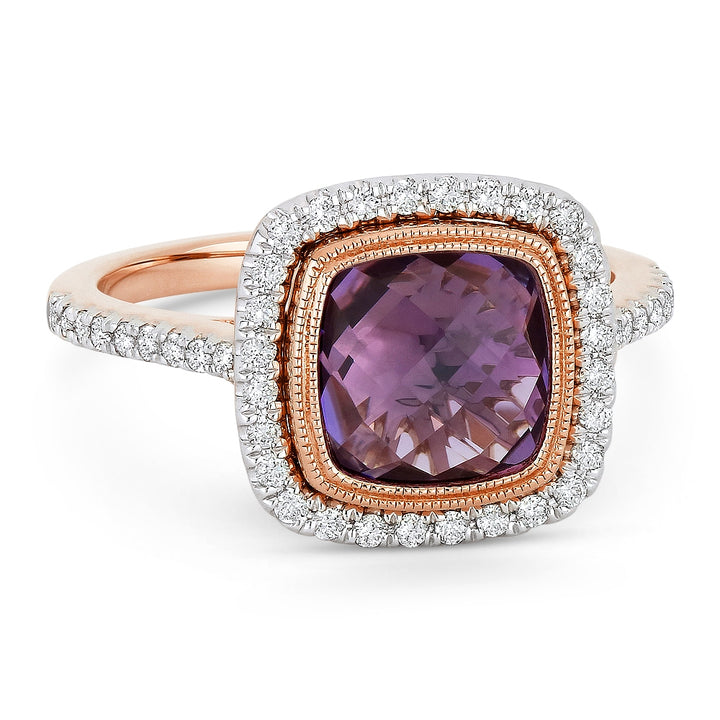 Madison L 14K Rose Gold Amethyst Cushion Ring - style R1066AMP