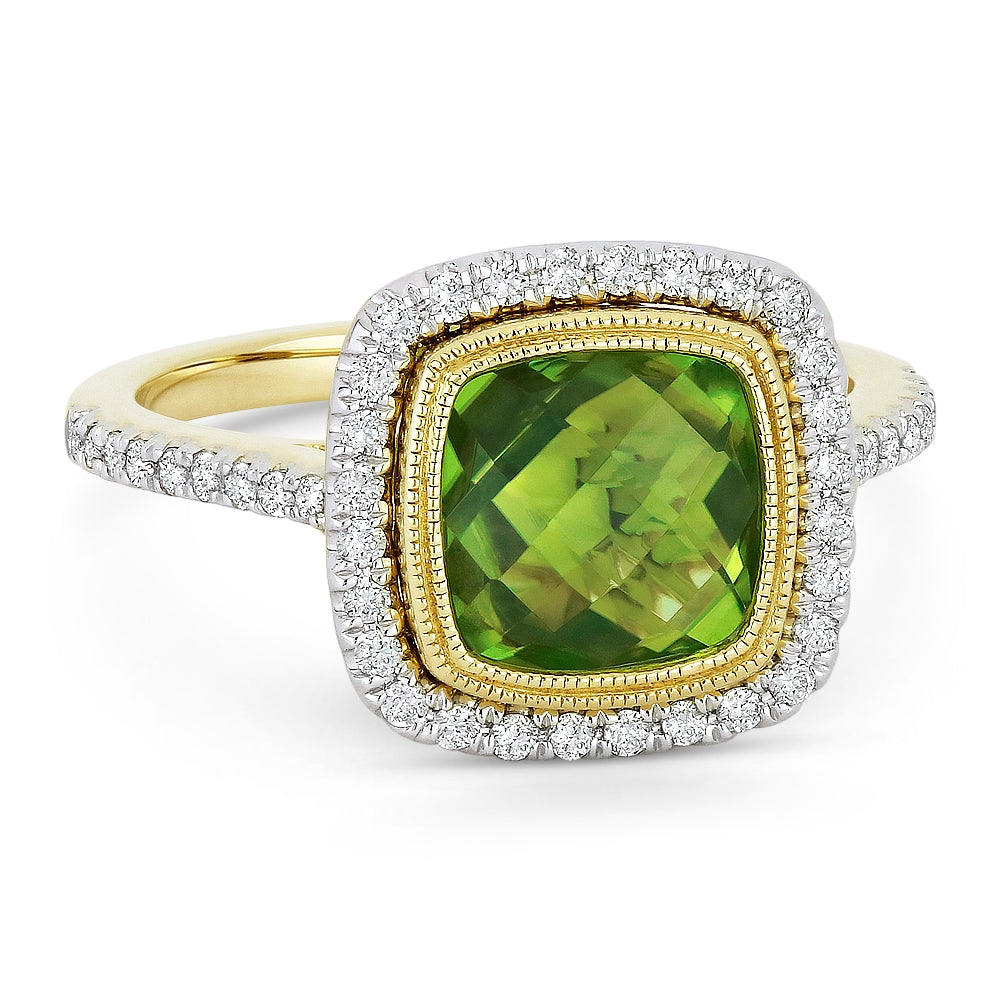 Madison L 14K Yellow Gold Peridot Cushion Ring - style R1066PRY
