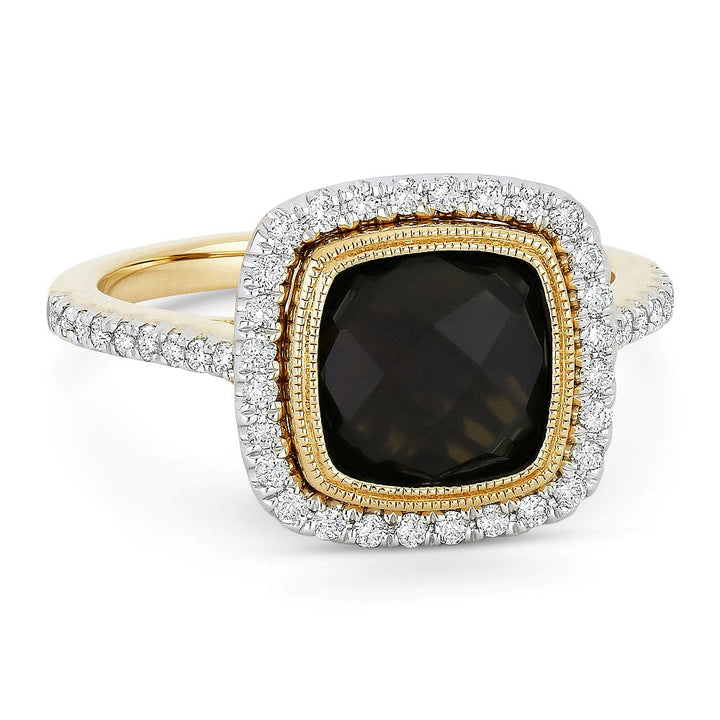 Madison L 14K Yellow Gold Smokey Topaz Cushion Ring - style R1066SMY