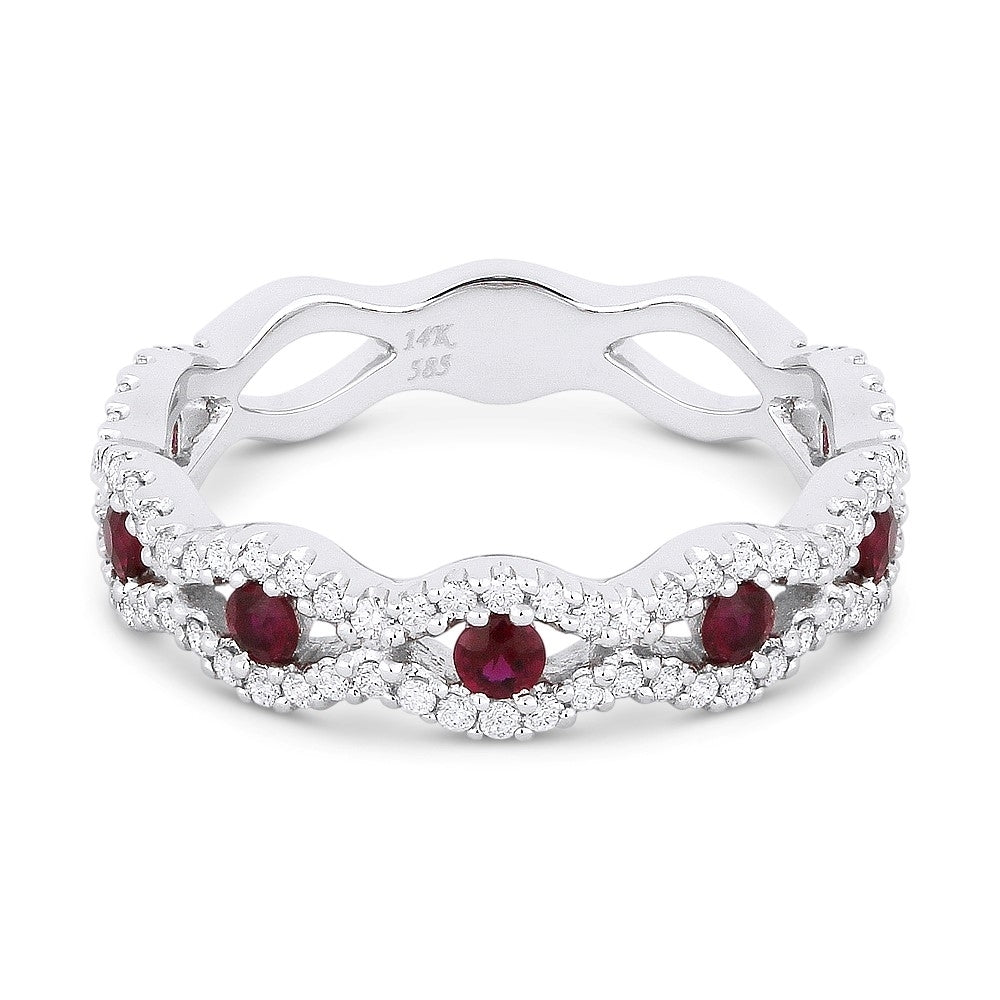 Madison L 14K White Gold Ruby Stackable Ring - style R1067RUW