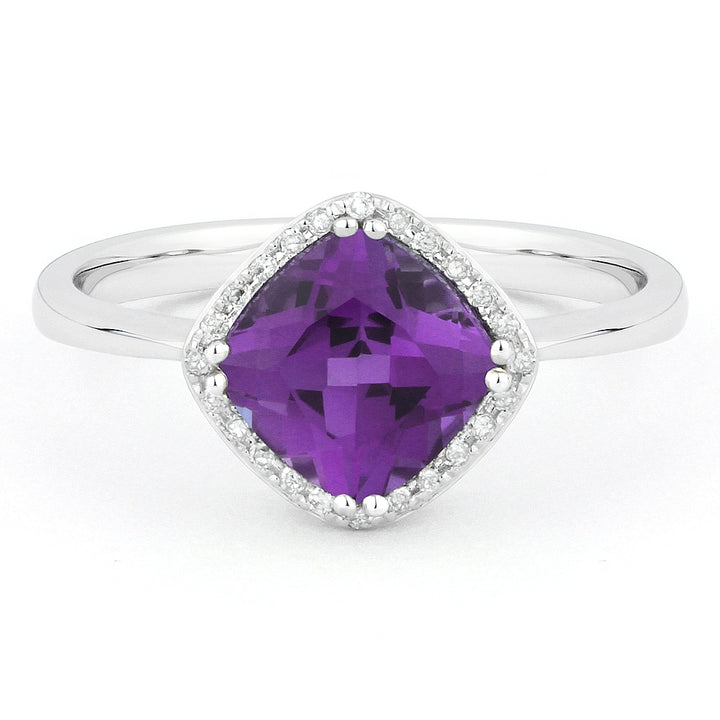 Madison L 14K White Gold Amethyst Rectangle Ring - style R1071AMW