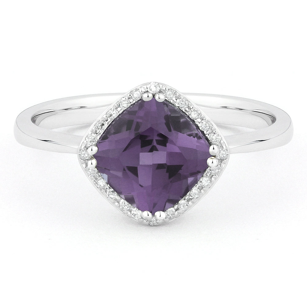 Madison L 14K White Gold Created Alexandrite Rectangle Ring - style R1071AXW