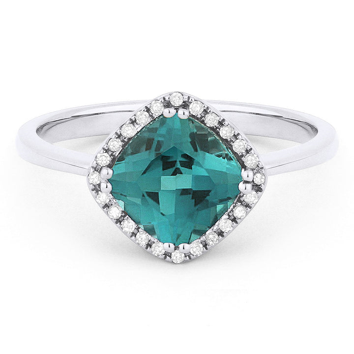 Madison L 14K White Gold Created Tourmaline Paraiba Rectangle Ring - style R1071CPARW