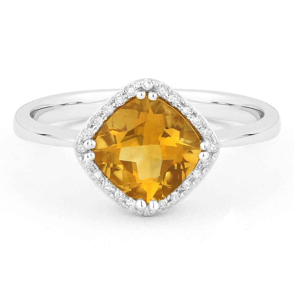 Madison L 14K White Gold Citrine Rectangle Ring - style R1071CTW