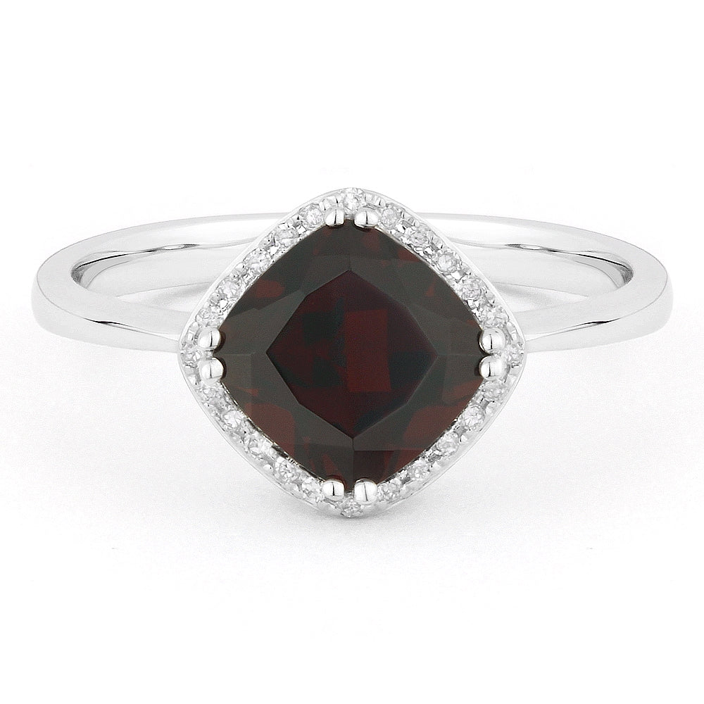 Madison L 14K White Gold Garnet Rectangle Ring - style R1071GAW
