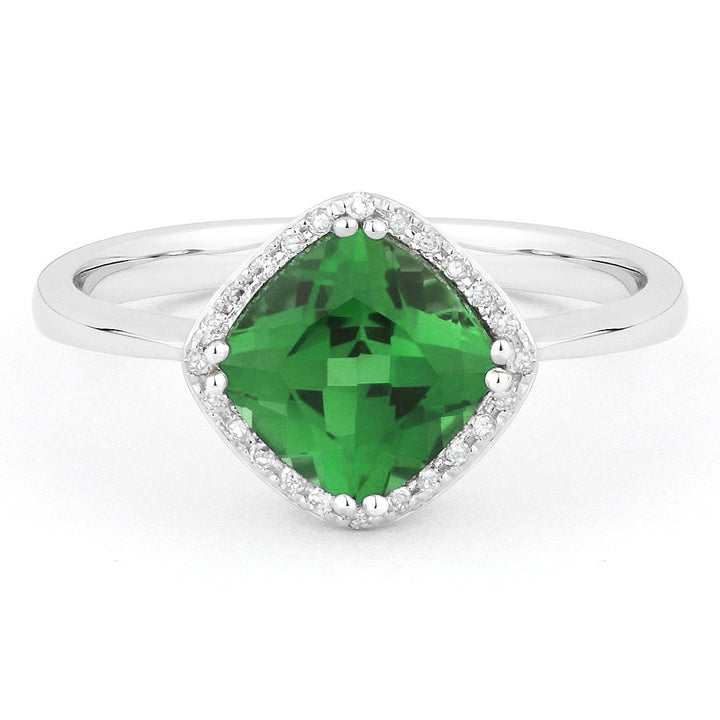 Madison L 14K White Gold Created Emerald Rectangle Ring - style R1071GCW
