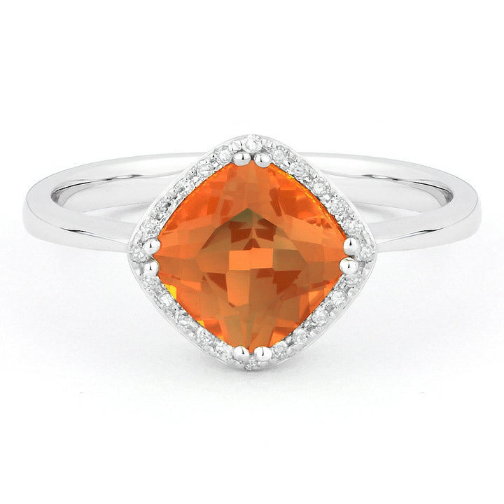Madison L 14K White Gold Created Padparadscha Rectangle Ring - style R1071OCW