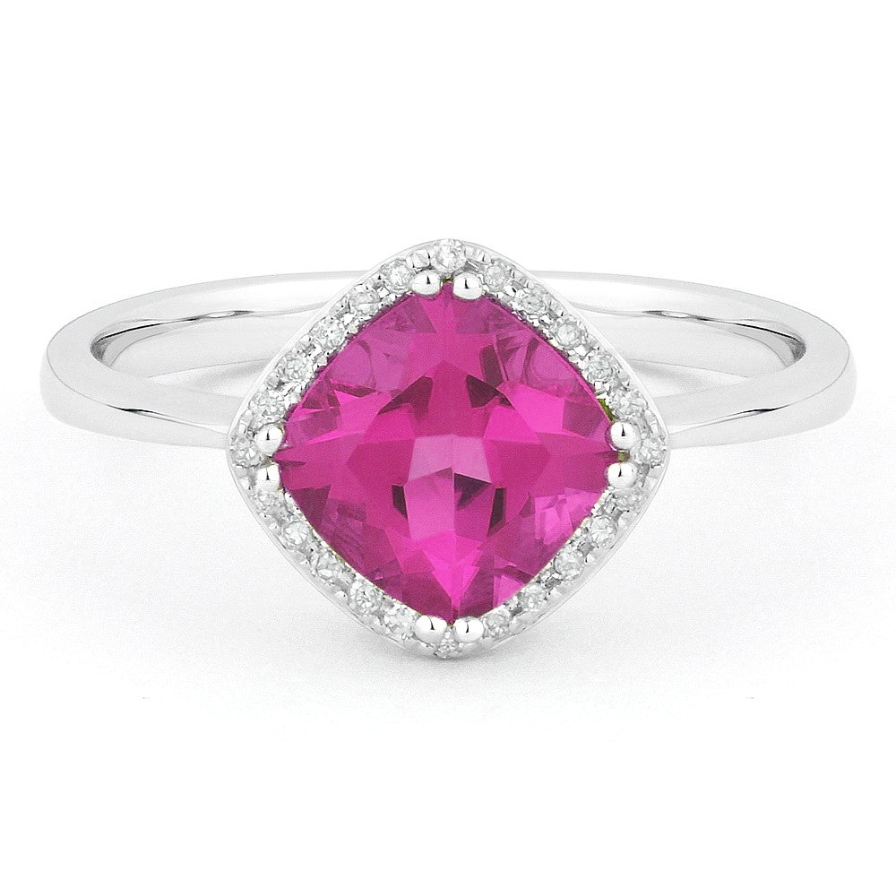Madison L 14K White Gold Created Pink Sapphire Rectangle Ring - style R1071PCW