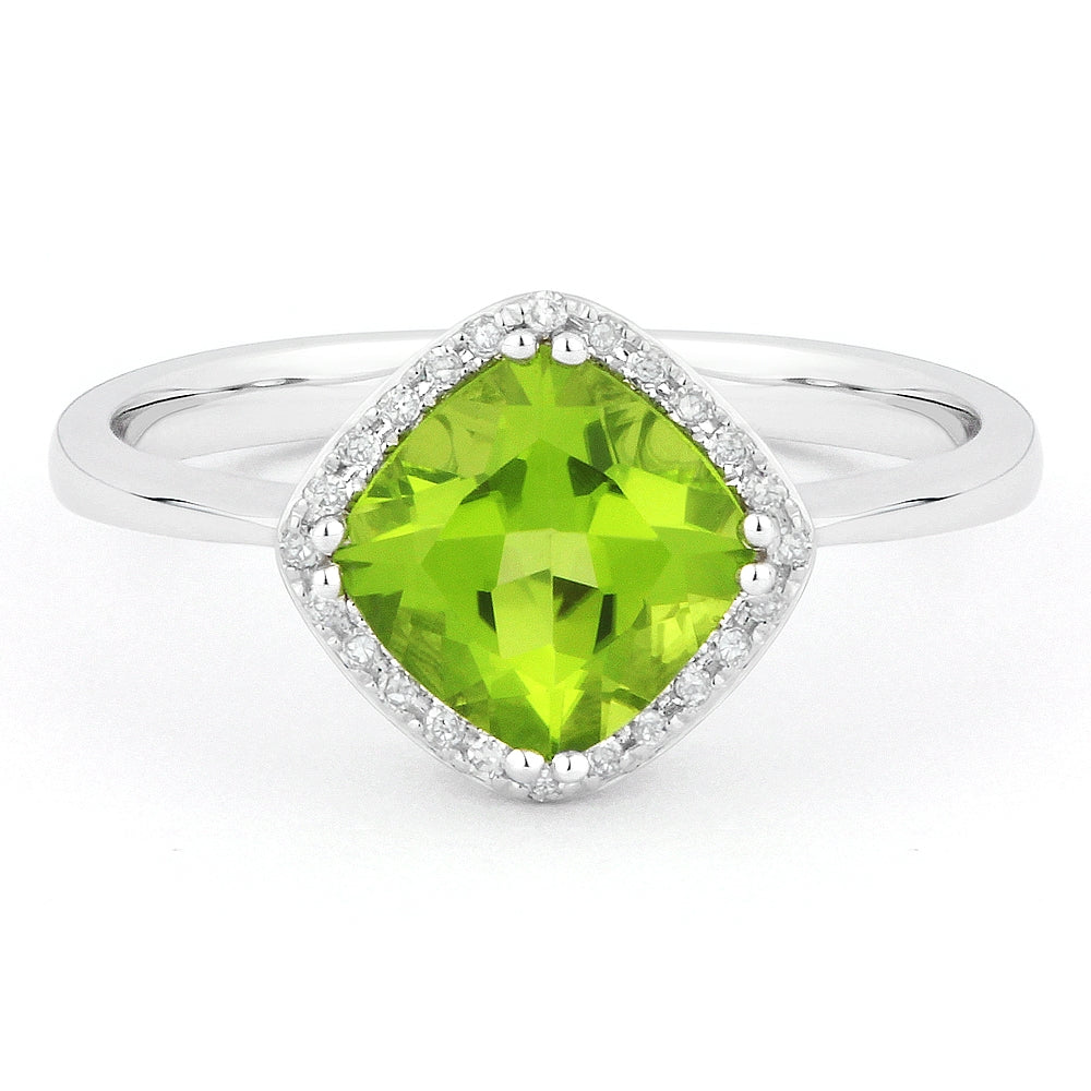 Madison L 14K White Gold Peridot Rectangle Ring - style R1071PRW