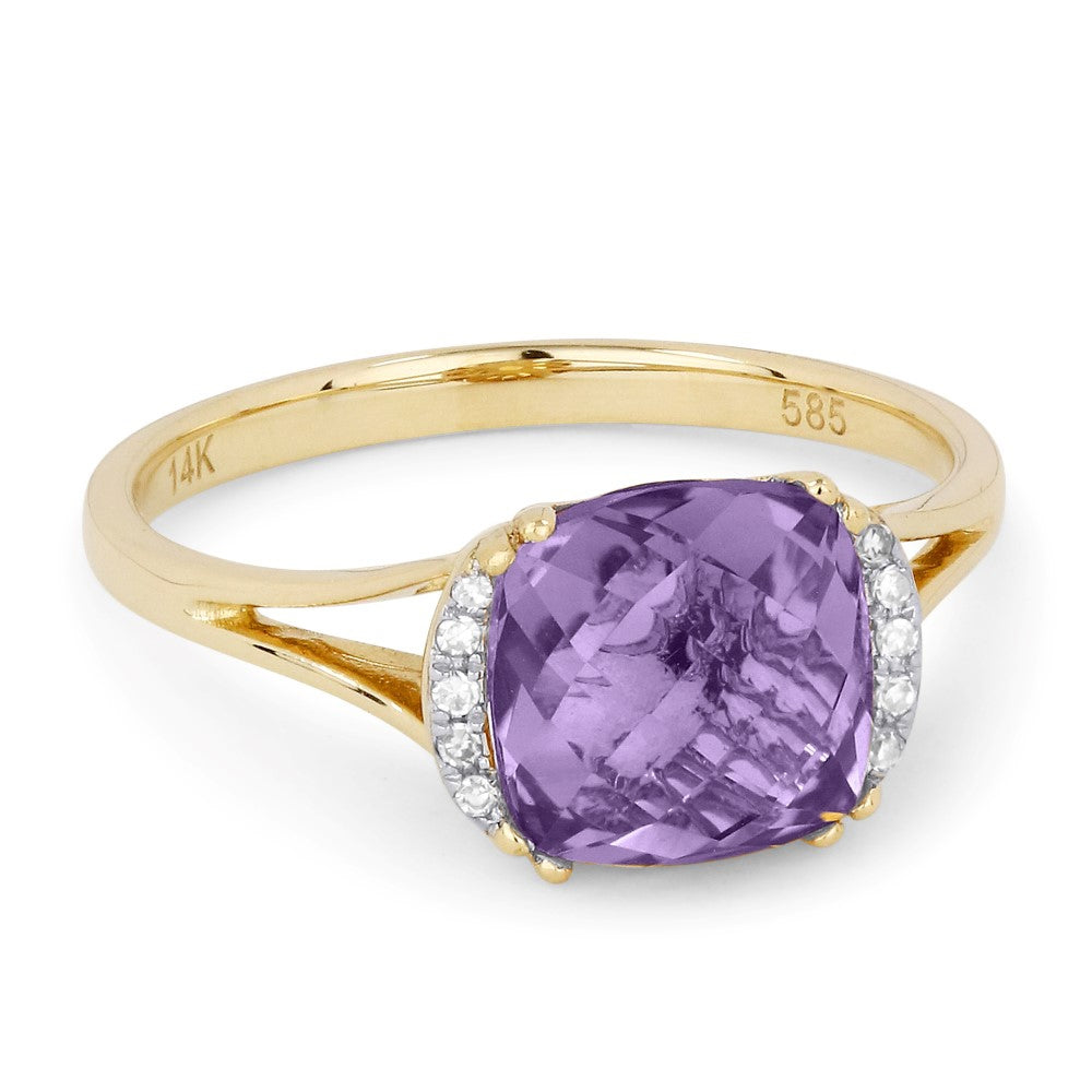 Madison L 14K Yellow Gold Amethyst Oval Ring - style R1072AMY