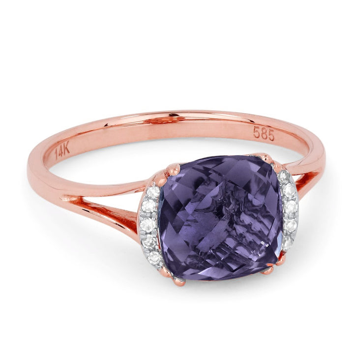 Madison L 14K Rose Gold Created Alexandrite Oval Ring - style R1072AXP