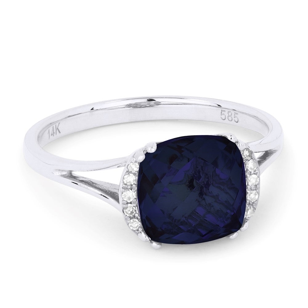 Madison L 14K White Gold Created Sapphire Oval Ring - style R1072BCW