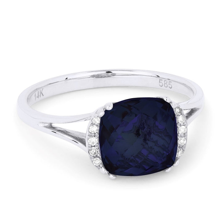 Madison L 14K White Gold Created Sapphire Oval Ring - style R1072BCW