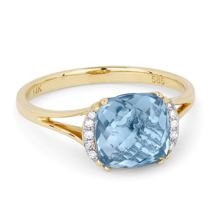 Madison L 14K Yellow Gold Blue Topaz Oval Ring - style R1072BTY