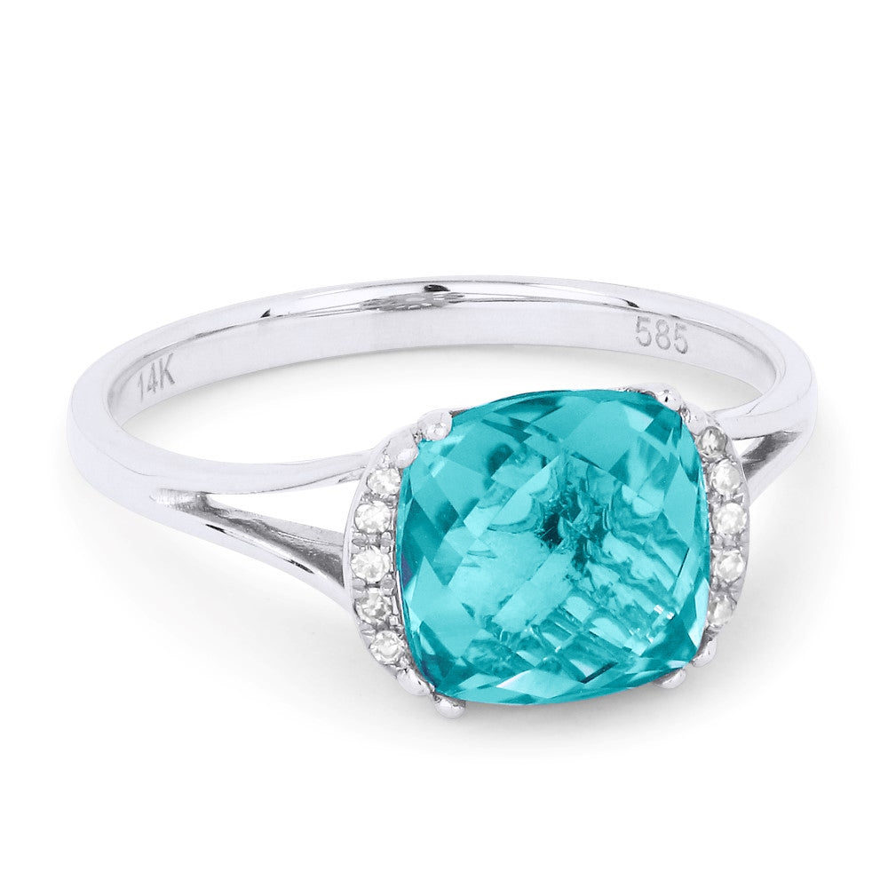 Madison L 14K White Gold Created Tourmaline Paraiba Oval Ring - style R1072CPARW