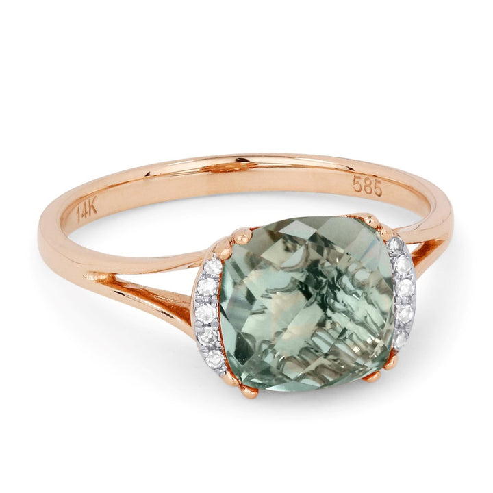 Madison L 14K Rose Gold Green Amethyst Oval Ring - style R1072GAMP