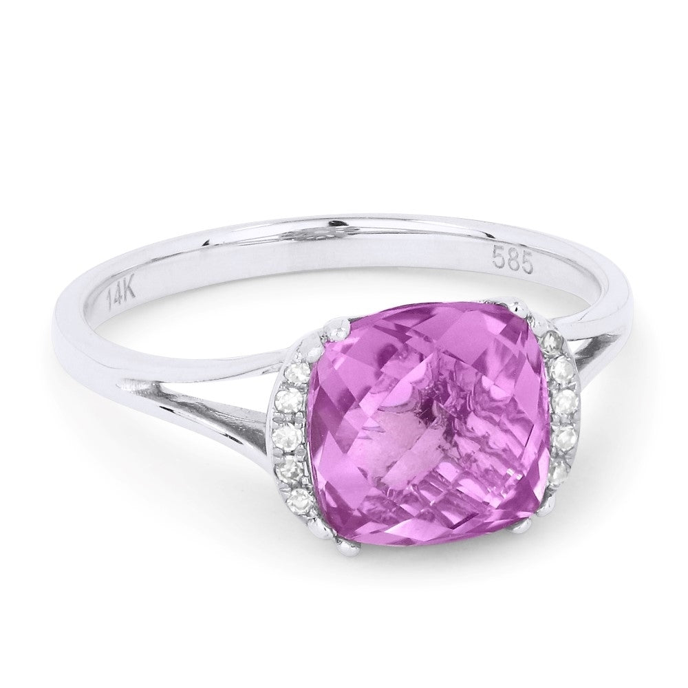 Madison L 14K White Gold Created Pink Sapphire Oval Ring - style R1072PCW