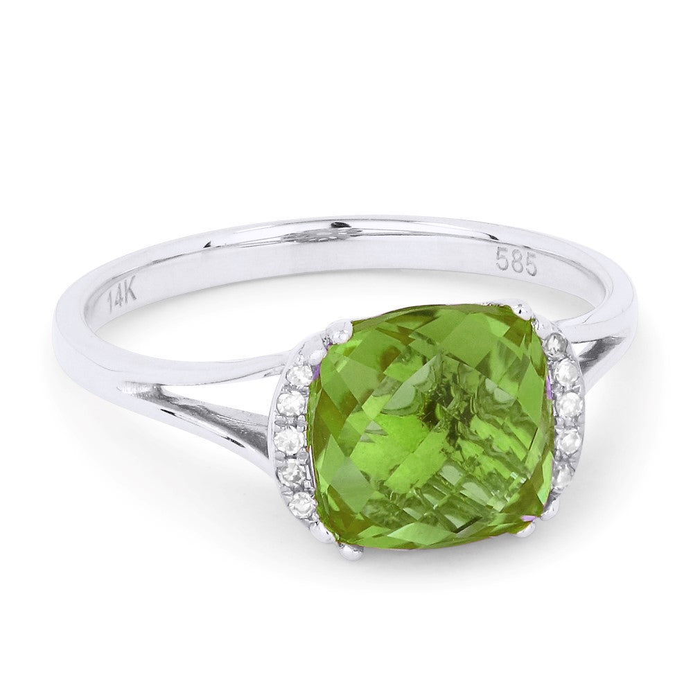 Madison L 14K White Gold Peridot Oval Ring - style R1072PRW