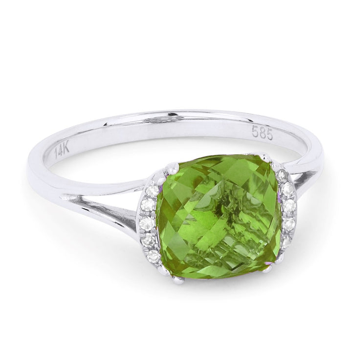 Madison L 14K White Gold Peridot Oval Ring - style R1072PRW