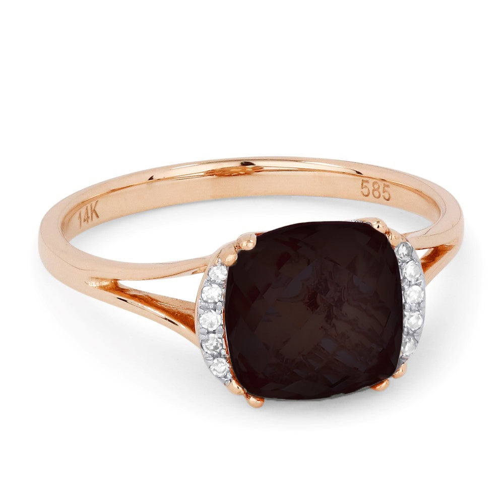 Madison L 14K Rose Gold Smokey Topaz Oval Ring - style R1072SMP