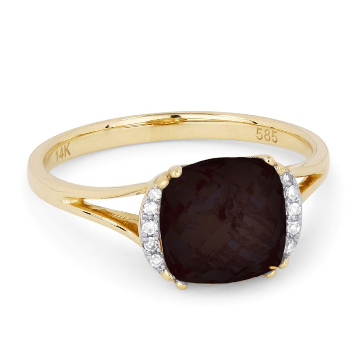 Madison L 14K Yellow Gold Smokey Topaz Oval Ring - style R1072SMY