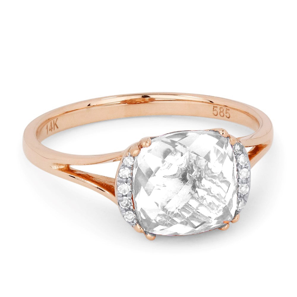 Madison L 14K Rose Gold White Topaz Oval Ring - style R1072WTP
