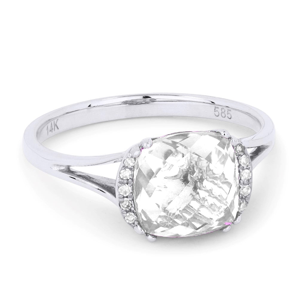 Madison L 14K White Gold White Topaz Oval Ring - style R1072WTW